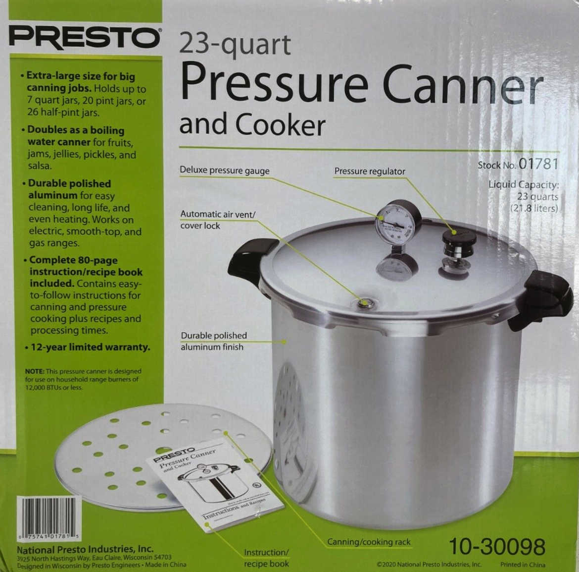 Presto 23 Quart Pressure Cooker/Sterilizer - Model 01781